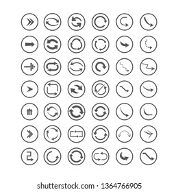 Arrow icons set. Direction, curve, repeat, loading refresh incons set Vector illustration