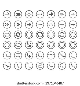 Arrow icons set. Direction, curve, repeat, loading refresh incons set Vector illustration