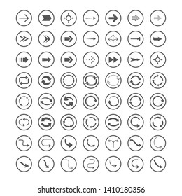 Arrow icons set. Direction, curve, repeat, loading refresh icons set Vector illustration