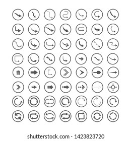 Arrow icons set. Direction, curve, repeat, loading refresh icons set Vector illustration