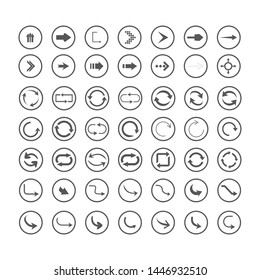 Arrow icons set. Direction, curve, repeat, loading refresh icons set Vector illustration