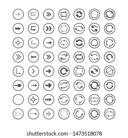 Arrow icons set. Direction, curve, repeat, loading refresh icons set Vector illustration