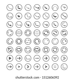 Arrow icons set. Direction, curve, repeat, loading refresh icons set Vector illustration
