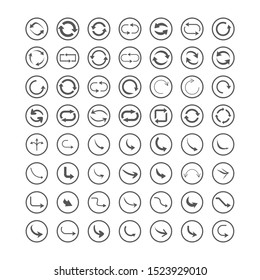 Arrow icons set. Direction, curve, repeat, loading refresh icons set Vector illustration