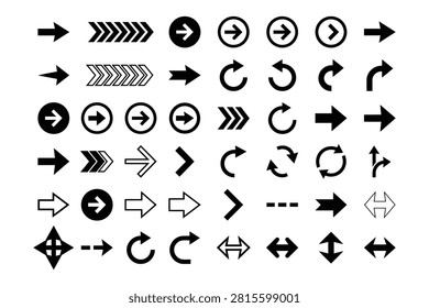Arrow Icons Set Direction Pointer Navigation Symbol Vector Illustration