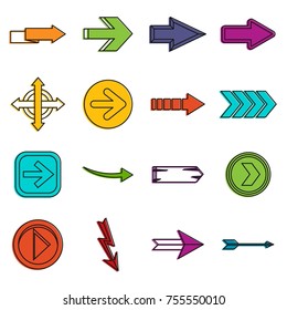 Arrow icons set. Doodle illustration of vector icons isolated on white background for any web design