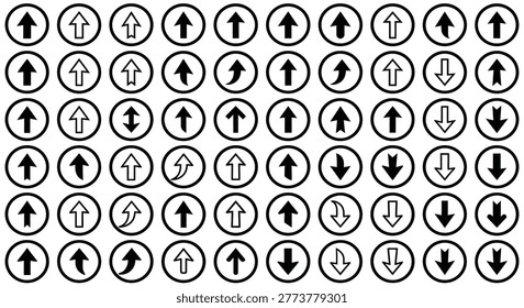 arrow icons set up and down direction symbols in black and white