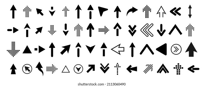 Arrow icons set. Arrow up and down. Solid arrows in glyph. Cursor symbol in vector. Stock vector illustration