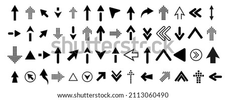 Arrow icons set. Arrow up and down. Solid arrows in glyph. Cursor symbol in vector. Stock vector illustration