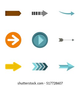 Arrow icons set. Flat illustration of 9 arrow vector icons for web