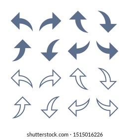 Arrow Icons Set Flat Line Vector