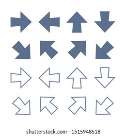 Arrow Icons Set Flat Line Vector