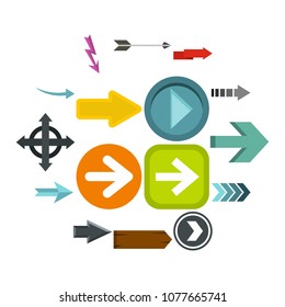 Arrow icons set in flat style. Arrow sign set collection vector illustration