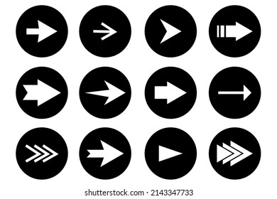 Arrow icons set in flat style. Design element. Hand click icon set. Arrow icon. Vector illustration. stock image. 