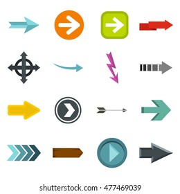 Arrow icons set in flat style. Arrow sign set collection vector illustration