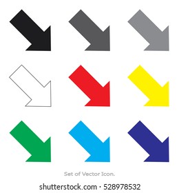 Arrow icons. Set of flat style. Vector illustration.