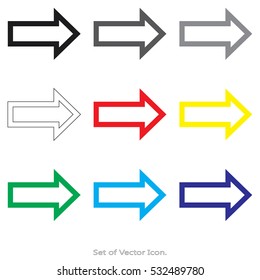 Arrow icons. Set of flat style. Vector illustration.