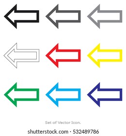 Arrow icons. Set of flat style. Vector illustration.