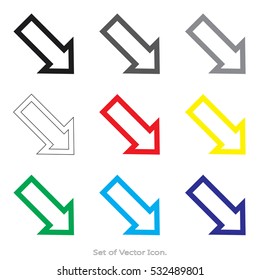 Arrow icons. Set of flat style. Vector illustration.