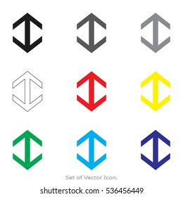 Arrow icons. Set of flat style. Vector illustration.