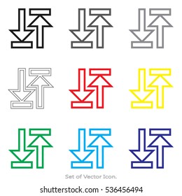 Arrow icons. Set of flat style. Vector illustration.
