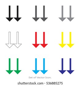 Arrow icons. Set of flat style. Vector illustration.