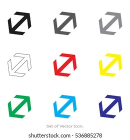 Arrow icons. Set of flat style. Vector illustration.