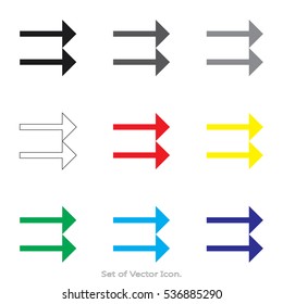 Arrow icons. Set of flat style. Vector illustration.