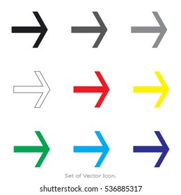Arrow icons. Set of flat style. Vector illustration.