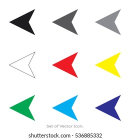 Arrow icons. Set of flat style. Vector illustration.
