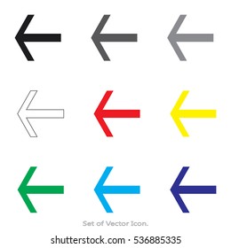 Arrow icons. Set of flat style. Vector illustration.