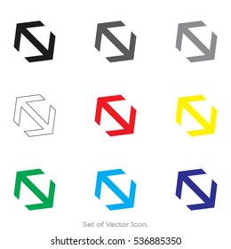 Arrow icons. Set of flat style. Vector illustration.