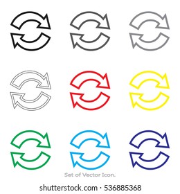 Arrow icons. Set of flat style. Vector illustration.