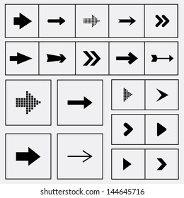 Arrow Icons Set - Isolated On Gray Background - Vector Illustration, Graphic Design Editable For Your Design. Logo Symbols