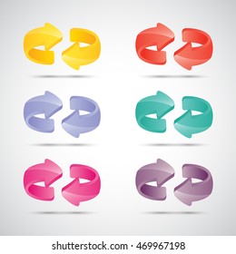 Arrow Icons Set - Isolated On Gray Background. Vector Illustration, Graphic Design. For Web, Websites, Print