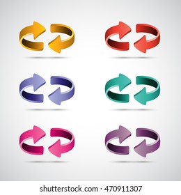 Arrow Icons Set - Isolated On Gray Background. Vector Illustration, Graphic Design. For Web, Websites, Print