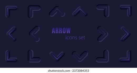Arrow icons set. Neumorphism style. Illustration vector.	
