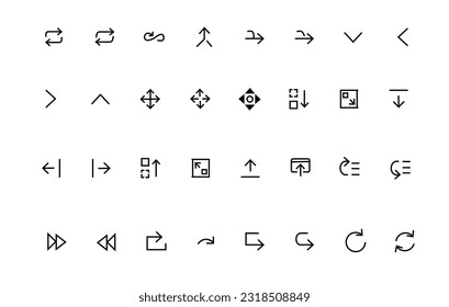 Conjunto de iconos de flecha. Icono de Aceptar. Colección vectorial de flecha. Ok. Cursor. Modernas flechas simples.dibujo vectorial