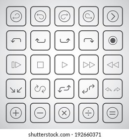 arrow icons set on gray background 