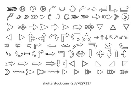 Arrow icons set Outline Vector illustration 