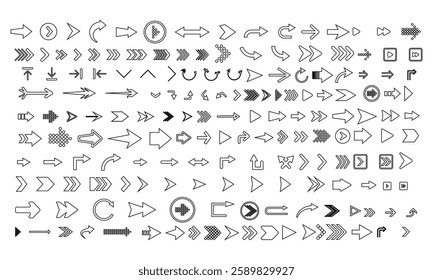 Arrow icons set Outline Vector illustration design set arrow aircon 