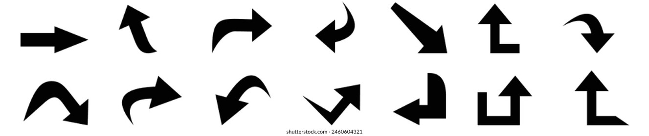Pfeilsymbole eingestellt, nach oben, unten, links und rechts zeigend.