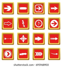 Arrow icons set in red color isolated vector illustration for web and any design