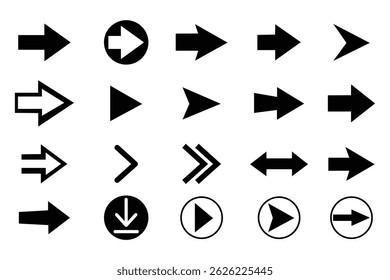 Arrow Icons Set Silhouette Vector Illustration.