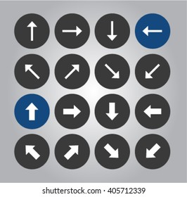  Arrow icons set. Simple circle shape internet buttons