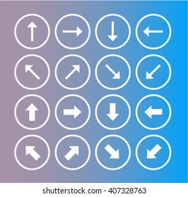 Arrow icons set. Simple circle shape internet buttons