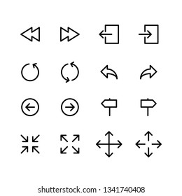 Arrow icons set simple flat style outline illustration. Set of arrows icons.