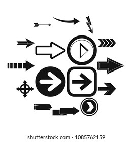 Arrow icons set in simple style. Arrow sign set collection vector illustration