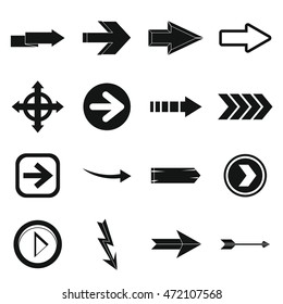 Arrow icons set in simple style. Arrow sign set collection vector illustration