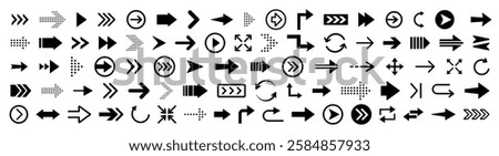 Arrow icons set. Arrow symbol direction. Interface next arrow icon collection. Motion arrow icons. Vector